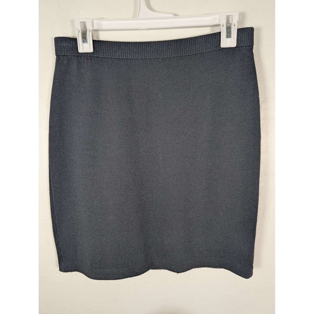 St John Skirt Womens 2 Black Santana Knit Pull On Classic Career Midi Office